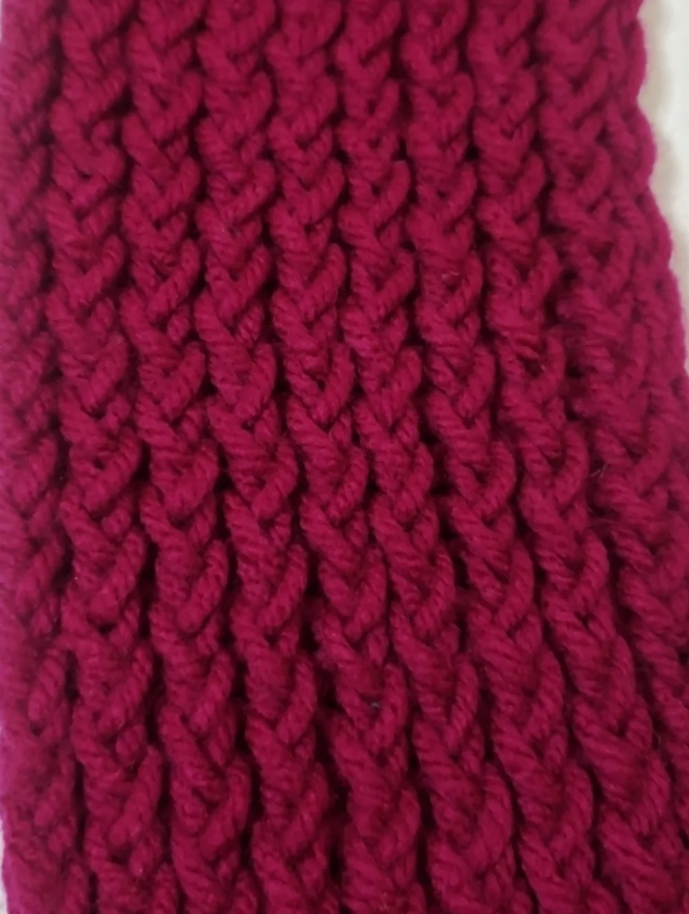Handmade Burgundy Chunky Knit Scarf with Fringe Tassels - Boho Winter Wrap